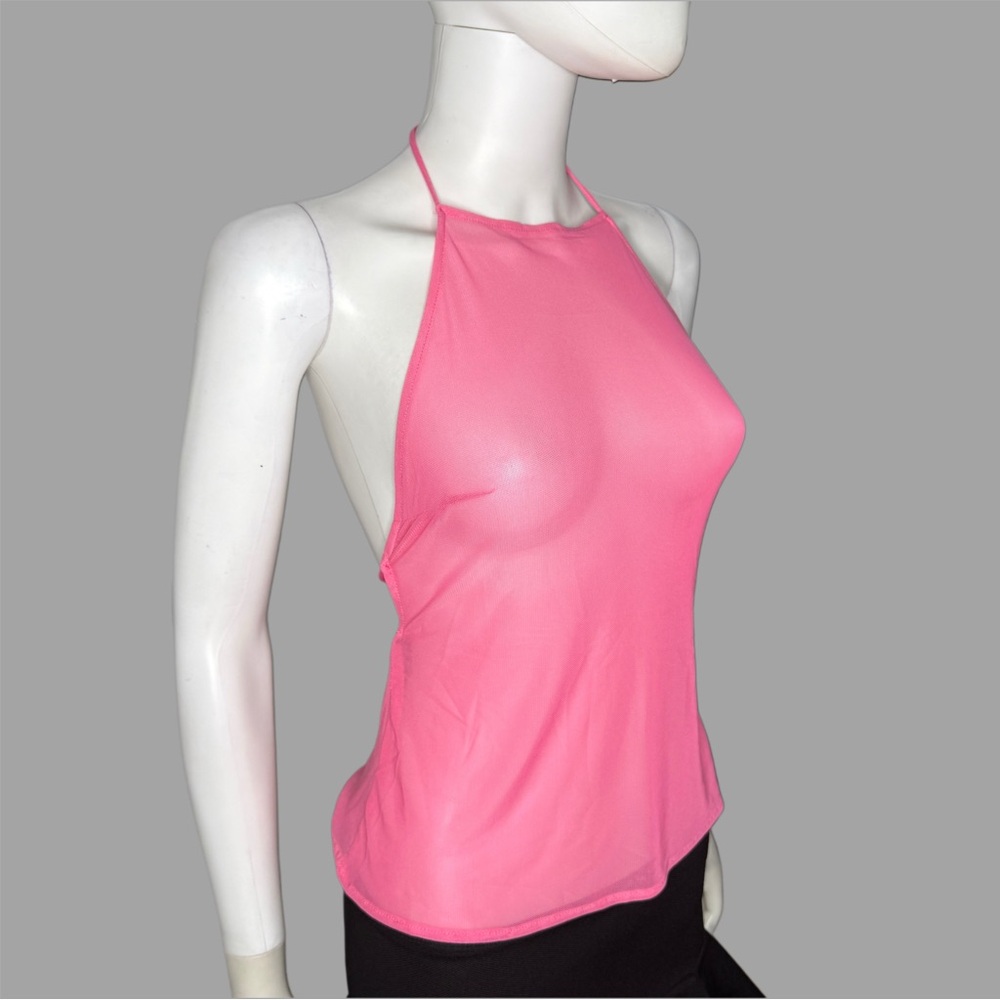 Forever 21 Vibrant Pink Mesh Halter Top